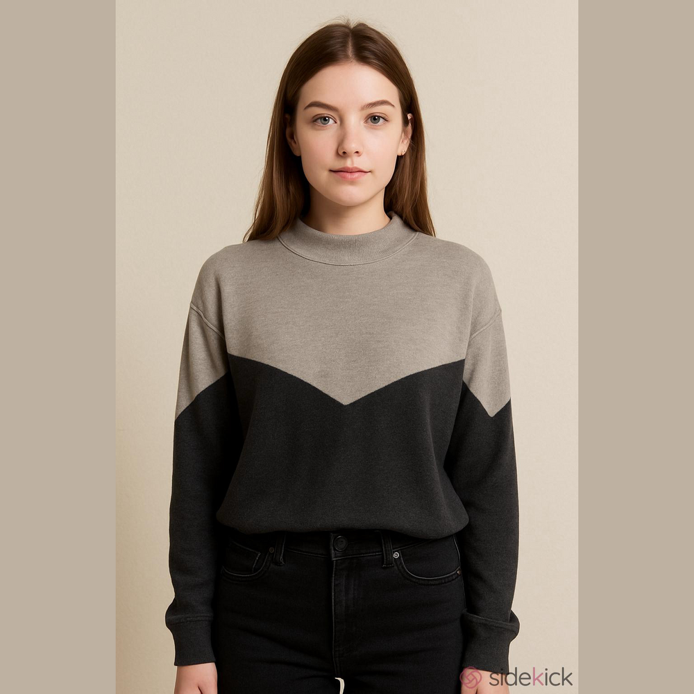 White Crow Mock Neck Sweater Color Block Small